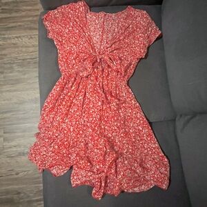Red summer floral dress